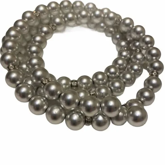 Vintage Silver Ball And Rhinestone Wrap Set - Picture 2 of 12